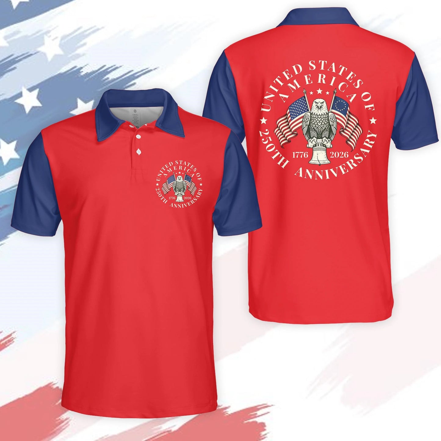 Mens USA 250th Anniversary Polo Shirt - Military Branches