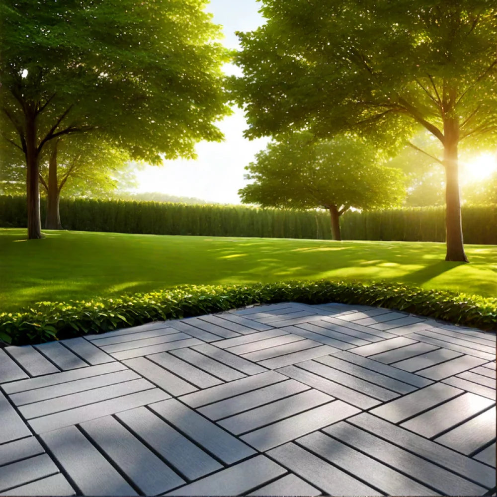 54 Pack Interlocking Plastic Deck Tiles - 12"x12" Square - Waterproof Outdoor