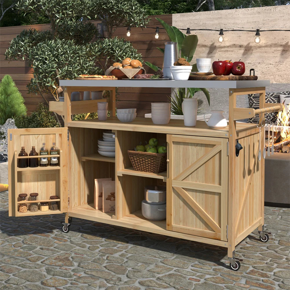 Mobile Outdoor Bar Cart – Portable Beverage Station with Built‑In Storage