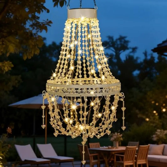 LED Outdoor Hanging Solar Chandelier - Waterproof with S Hook