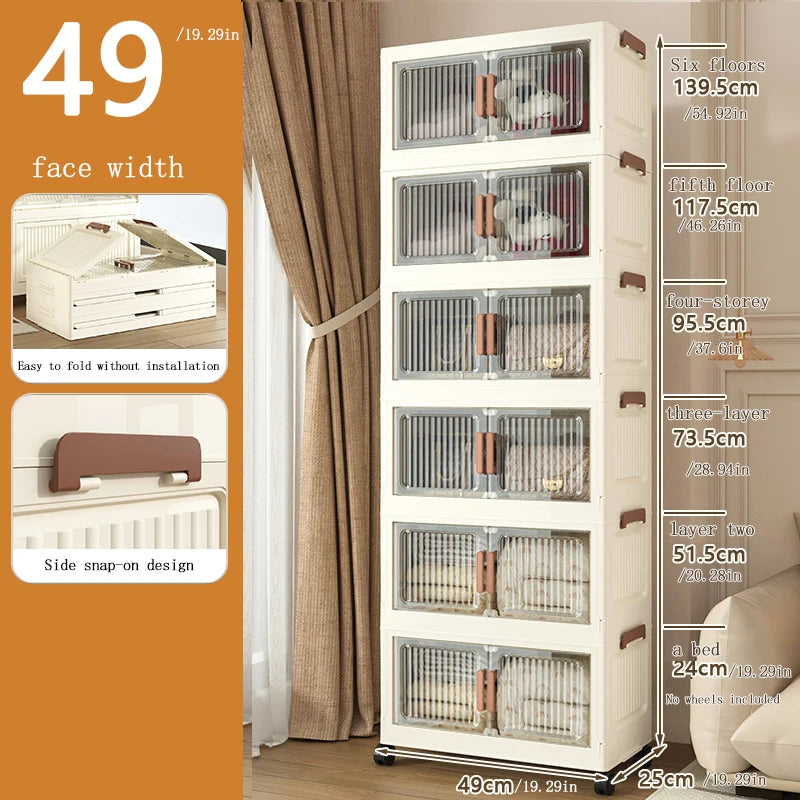 Extra-Large Foldable Storage Cabinet Multi-Layer No Installation Required