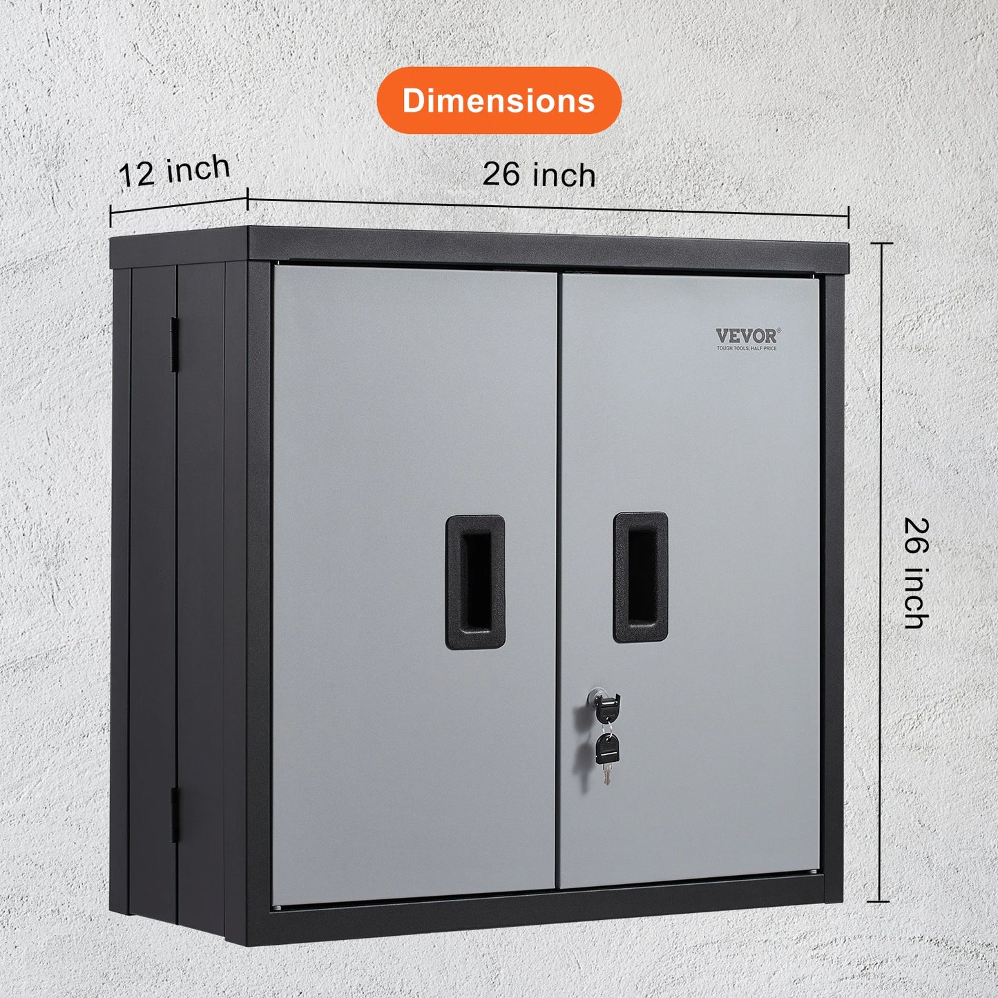 Metal Garage Cabinet with Mounted Tool Chest, Adjustable Shelf and Magnetic Door