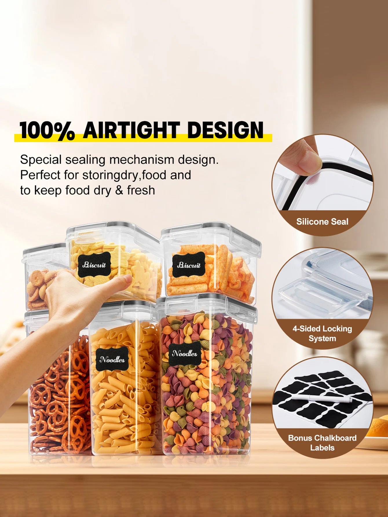30pcs storage and organization labeled and marked airtight food storage containers and condiment canisters