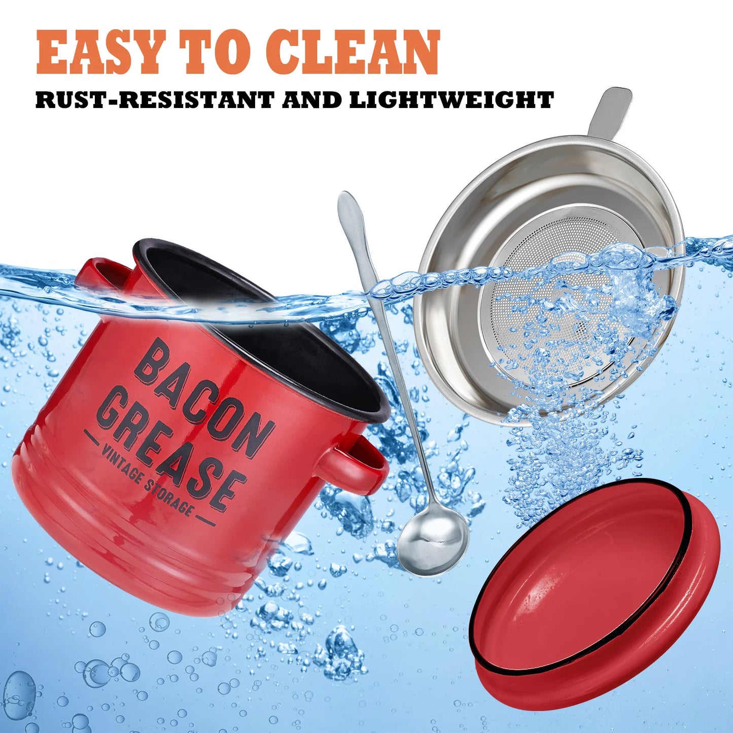 Bacon Grease Container with Strainer