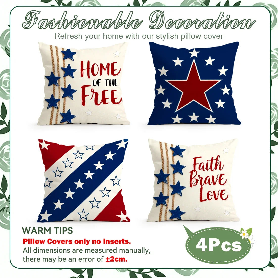 4Pcs - USA Patriotic Pillow Case Covers