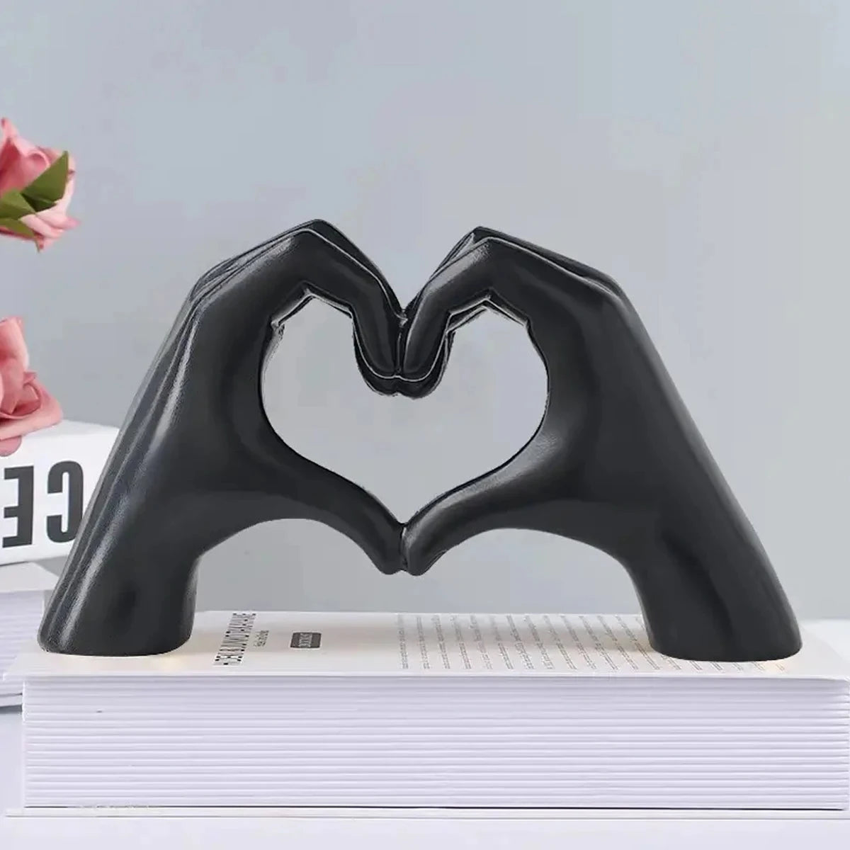 Modern Heart Hands Sculpture - Ceramic Home Decor Accent