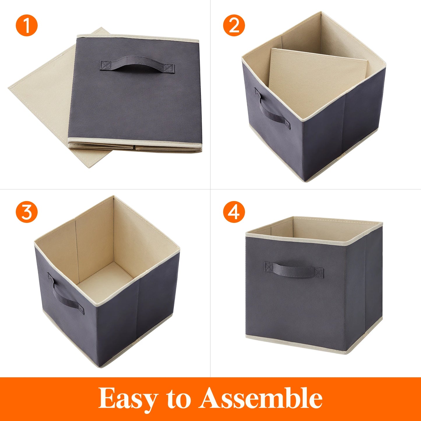 8-Pack Cube Storage Bins, Foldable, Fabric with Handles for Shelves, Closet, Home Organization