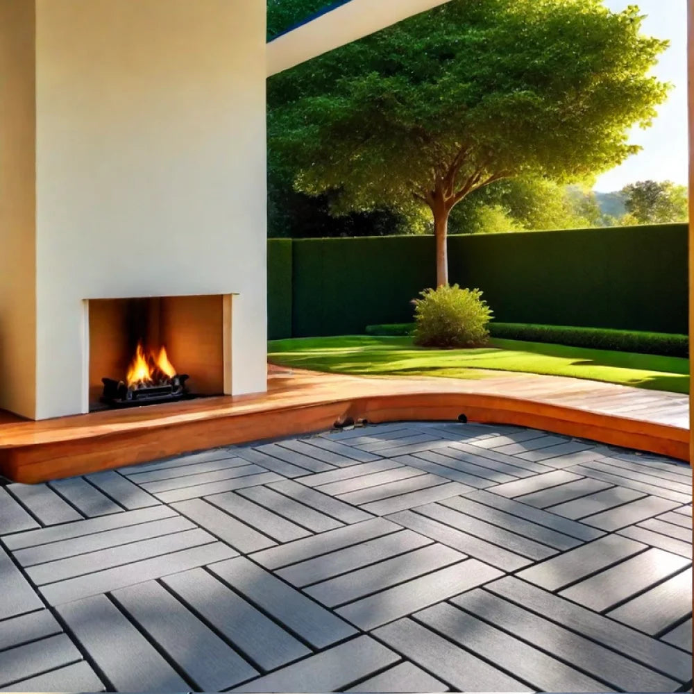 54 Pack Interlocking Plastic Deck Tiles - 12"x12" Square - Waterproof Outdoor
