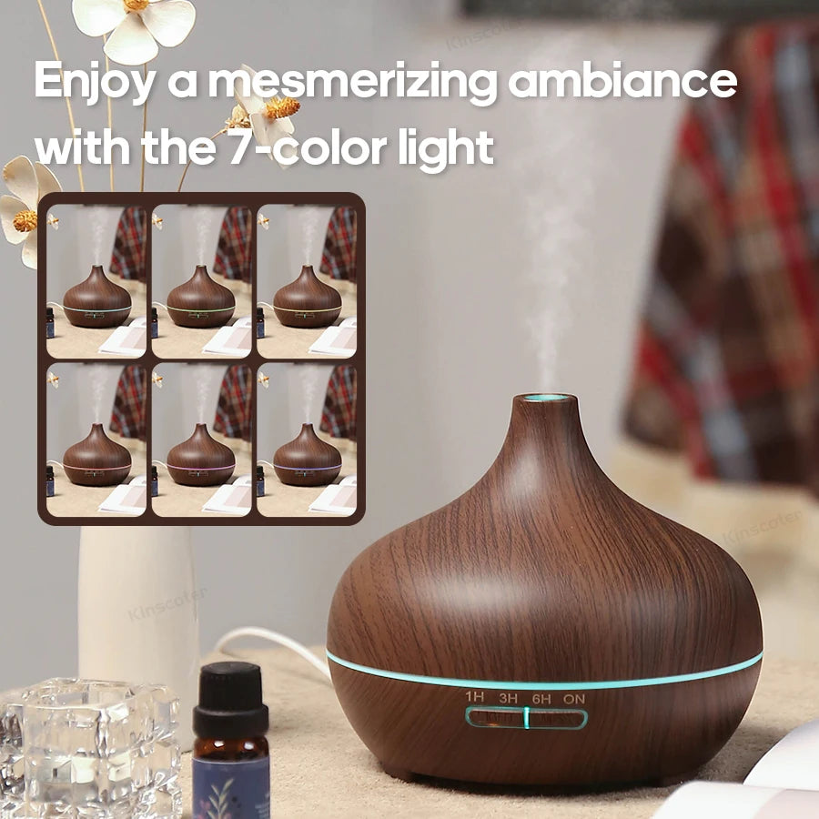 Wood Grain Aromatherapy Diffuser, USB Humidifier, Desktop Air Purifier, Aroma Cool Mist Difusor/Essential oil set