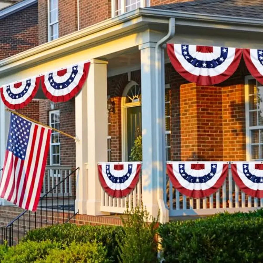 Patriotic Pleated Fan Flag – Outdoor American Bunting for Holiday Décor