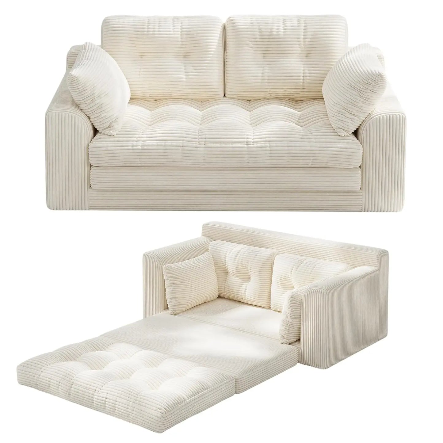 Convertible Loveseat Sleeper, Space-Saving Folding Sofa Bed for Small Spaces, No Assembly