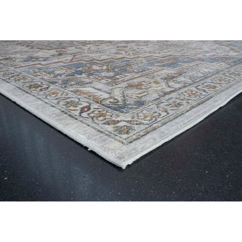 Blue, Ivory and Beige Area Rug