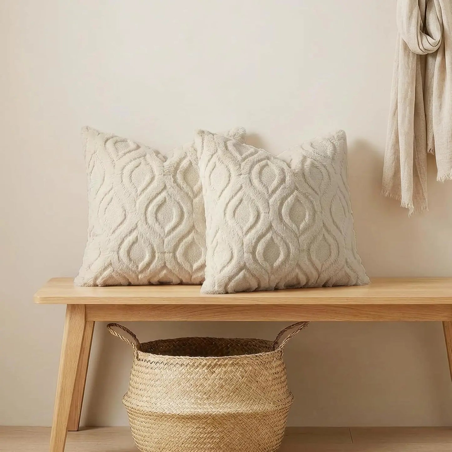 18×18" Faux Wool Pillow Covers – Minimalist Soft Decorative Cushion Set (2‑Pack)