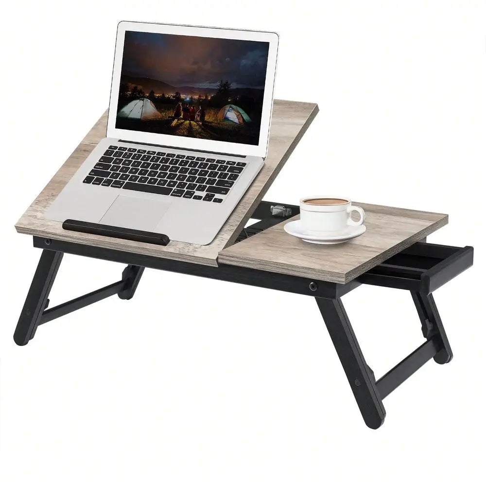 Adjustable Laptop Bed Desk – Tilting Top Tray with Folding Legs for Sofa, Breakfast & Laptop
