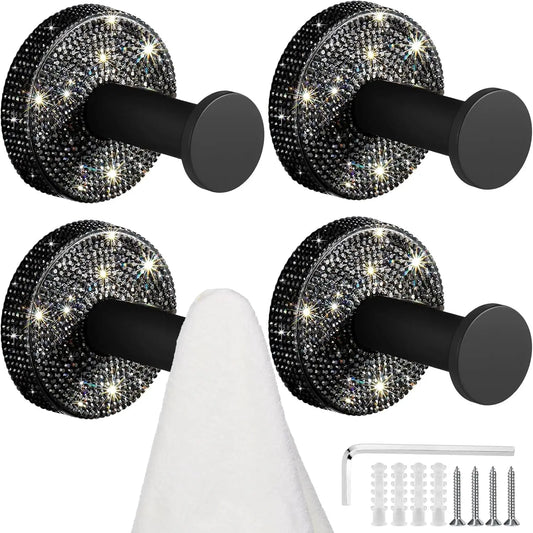 4 Pcs Glitter Rhinestone Coat Hooks