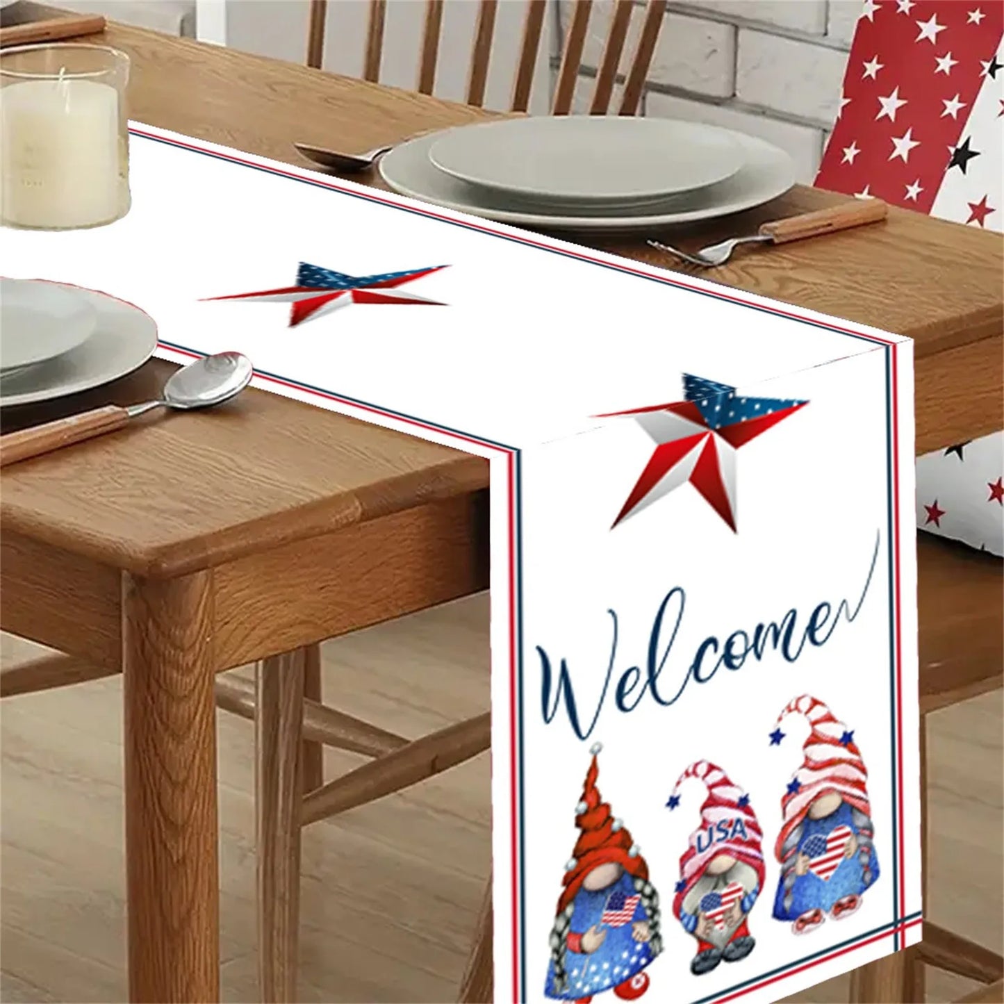 American Flag Table Runner – 4th of July Patriotic Table Décor for Independence Day