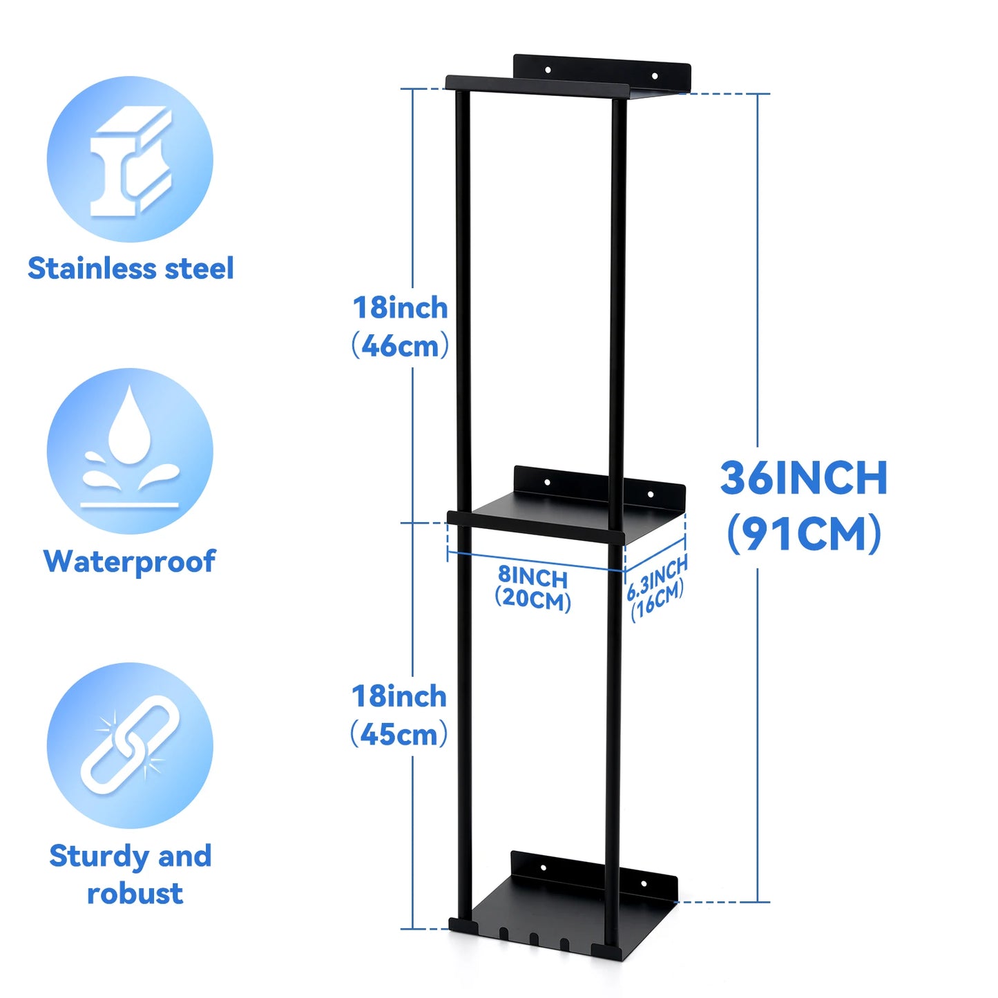 3‑Tier Wall‑Mounted Towel Holder – Bathroom Shelf with 6 Hooks for Towels & Accessories