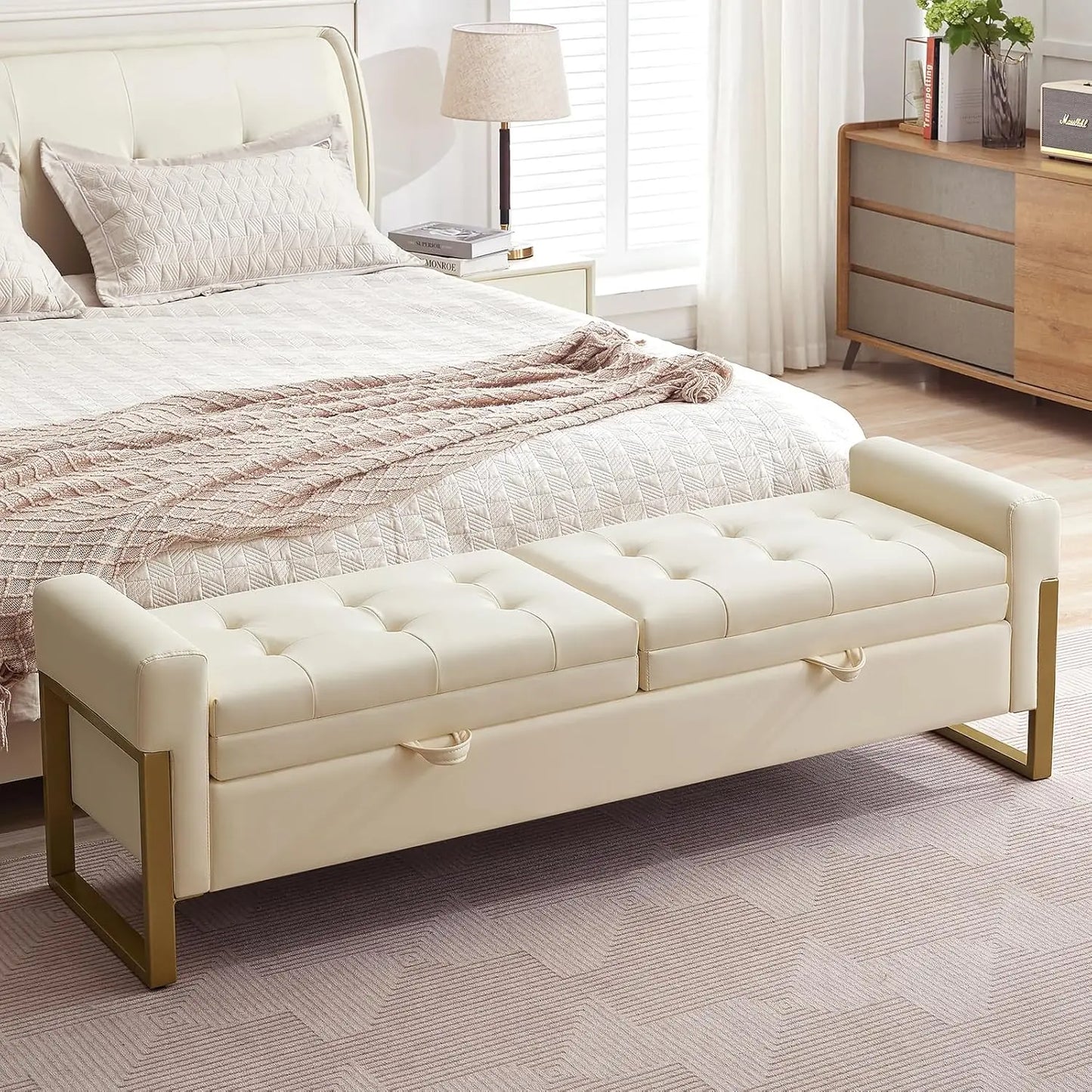 67" Storage Bench, Double Lids Storage