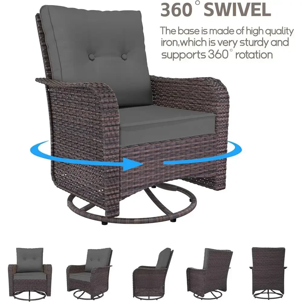 10‑Piece Outdoor Patio Furniture Set – PE Rattan Wicker Sofa Set with Swivel Rocking Chairs & 43" Propane Fire Pit Table