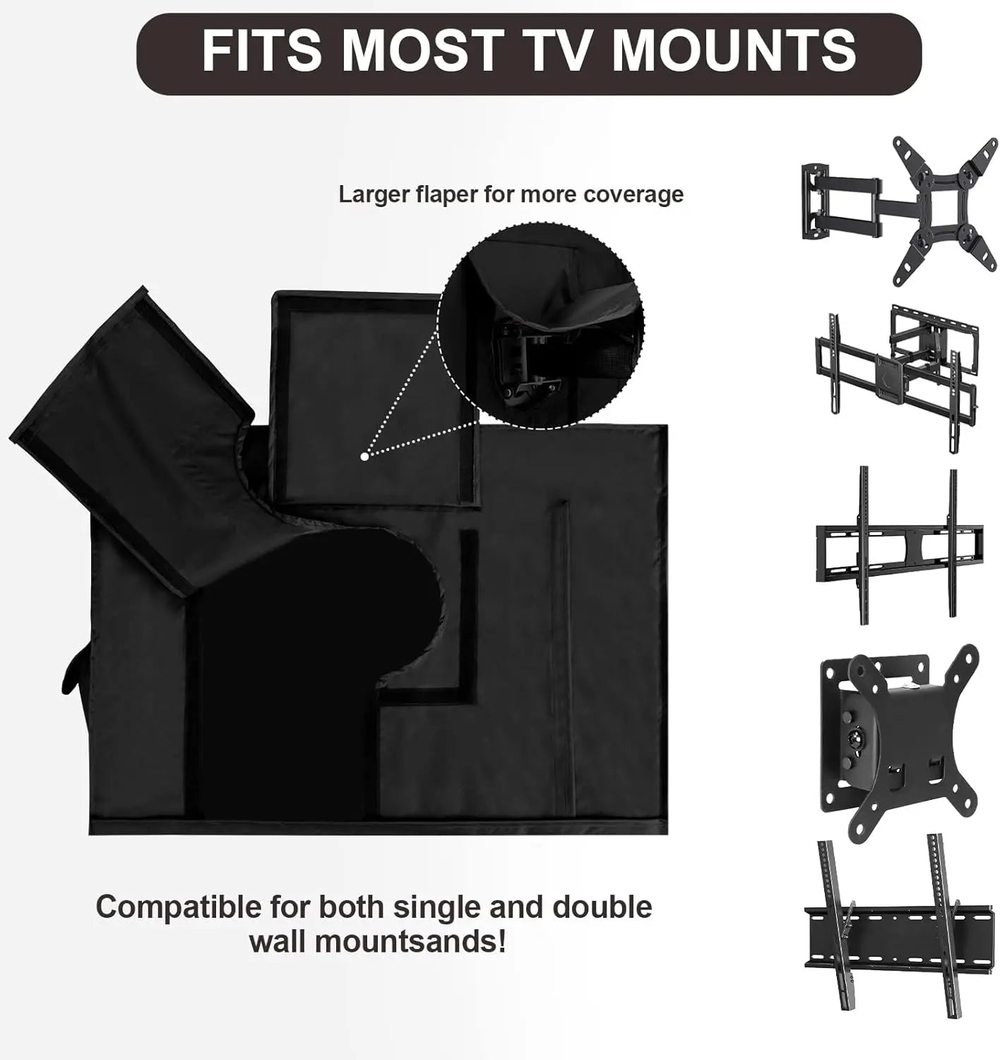 40–43" Outdoor TV Cover – Waterproof, Weatherproof, Remote Pocket, Black