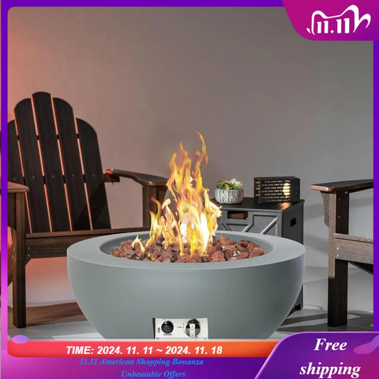 28" Outdoor Propane Fire Bowl – Round Gas Fire Pit with Natural Gas Conversion Kit
