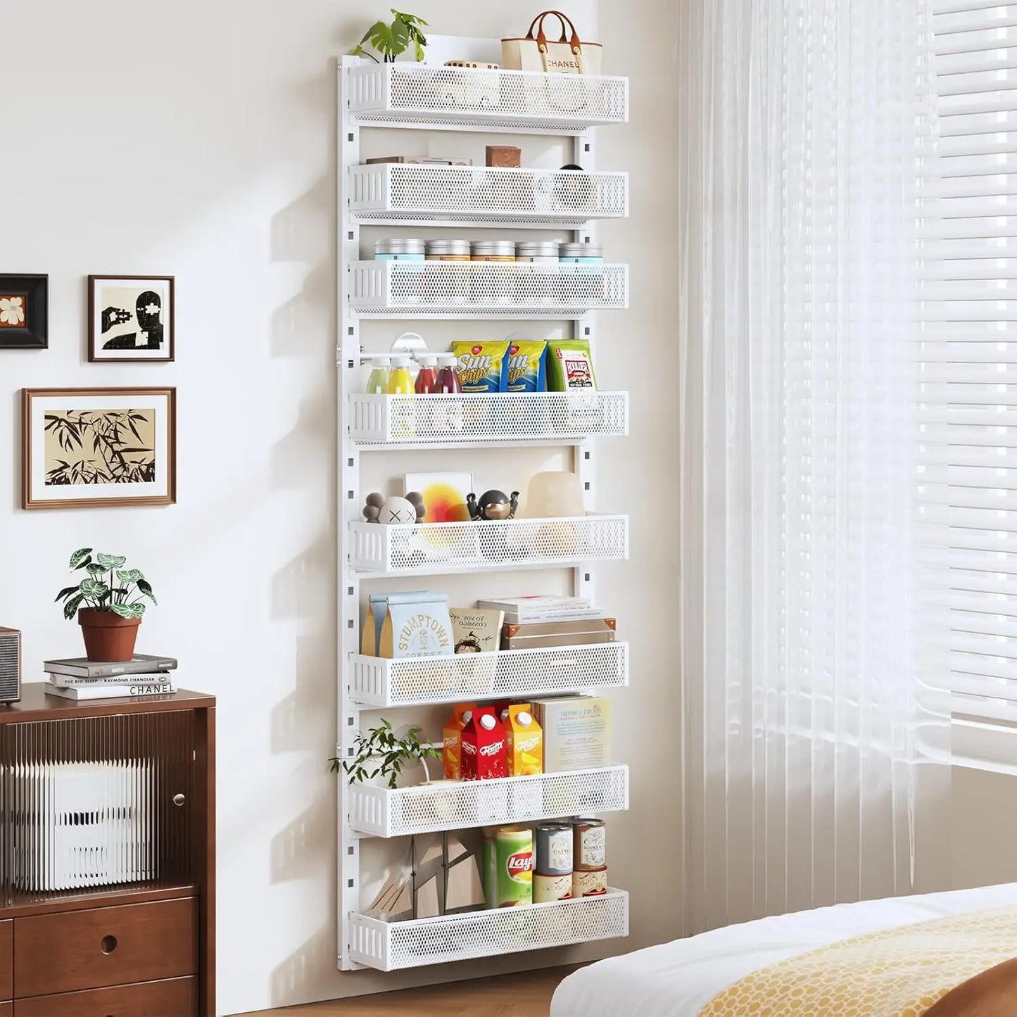 8-Tier Metal Door Organizer, Adjustable Storage Rack