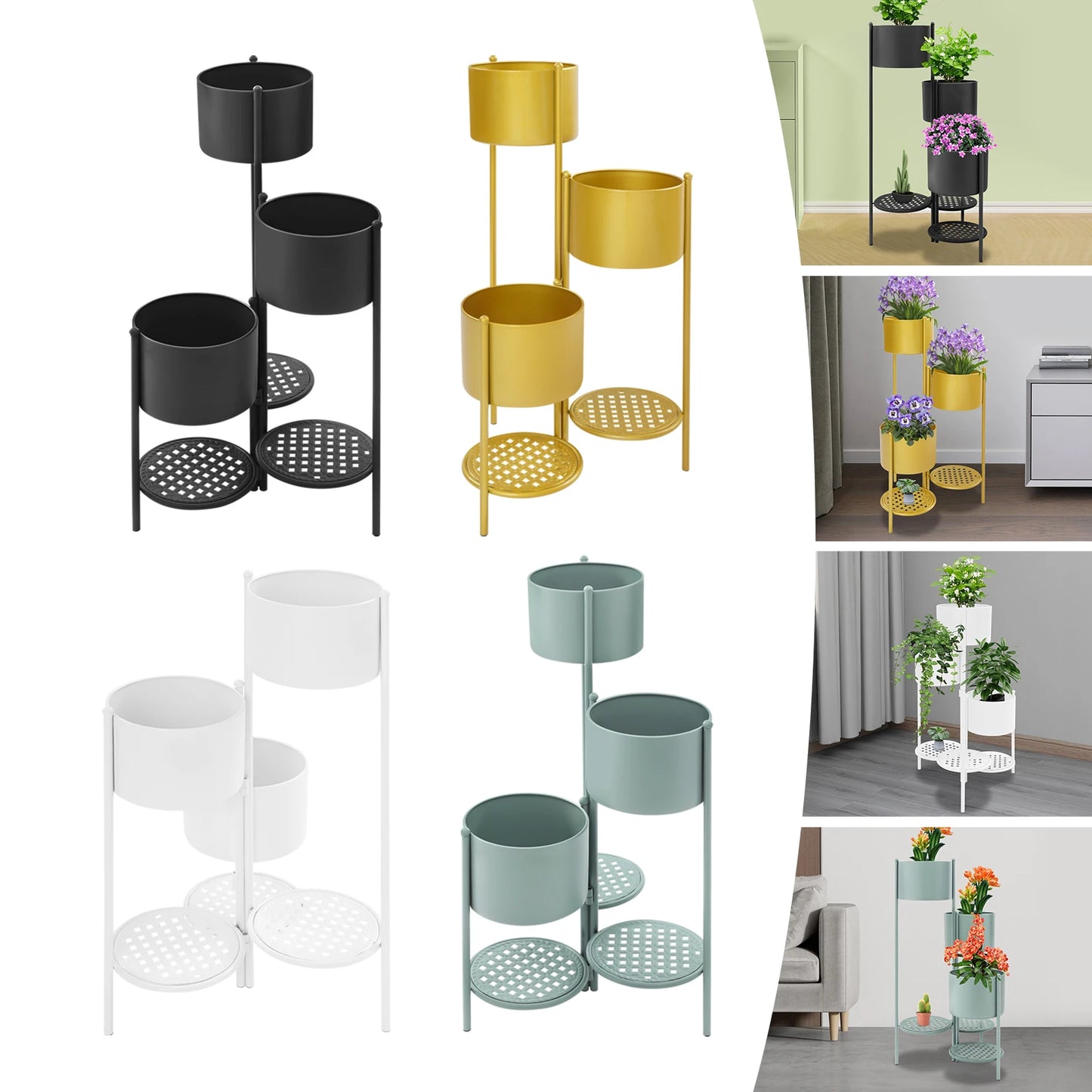 3-Tier Foldable Corner Plant Stand | 16"x31" Iron Flower Pot Holder