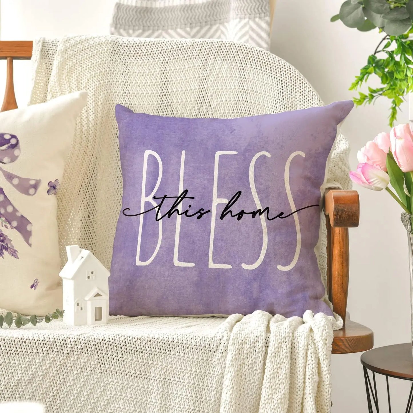 Lavender Home Sweet Home Pillow Covers