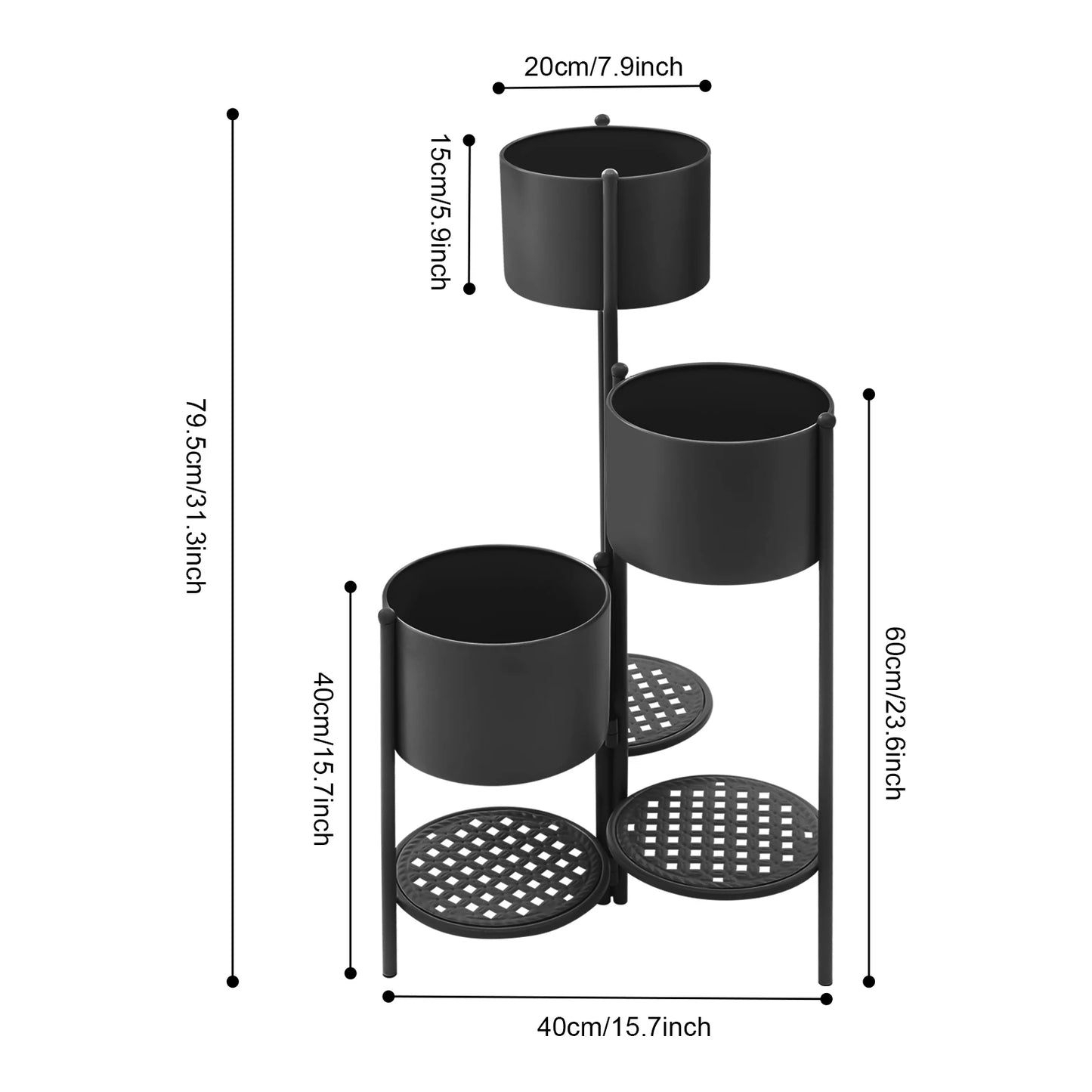 3-Tier Foldable Corner Plant Stand | 16"x31" Iron Flower Pot Holder