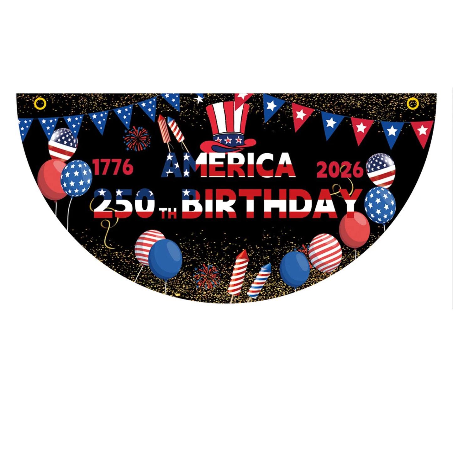 America 250th Anniversary Fan-Shaped Flag Bunting Banner – 1776–2026 Patriotic Indoor/Outdoor Porch & Yard Decor