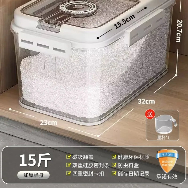 Rice bucket Household rice tank Insect-proof and moisture-proof sealed flour storage tank Rice storage box