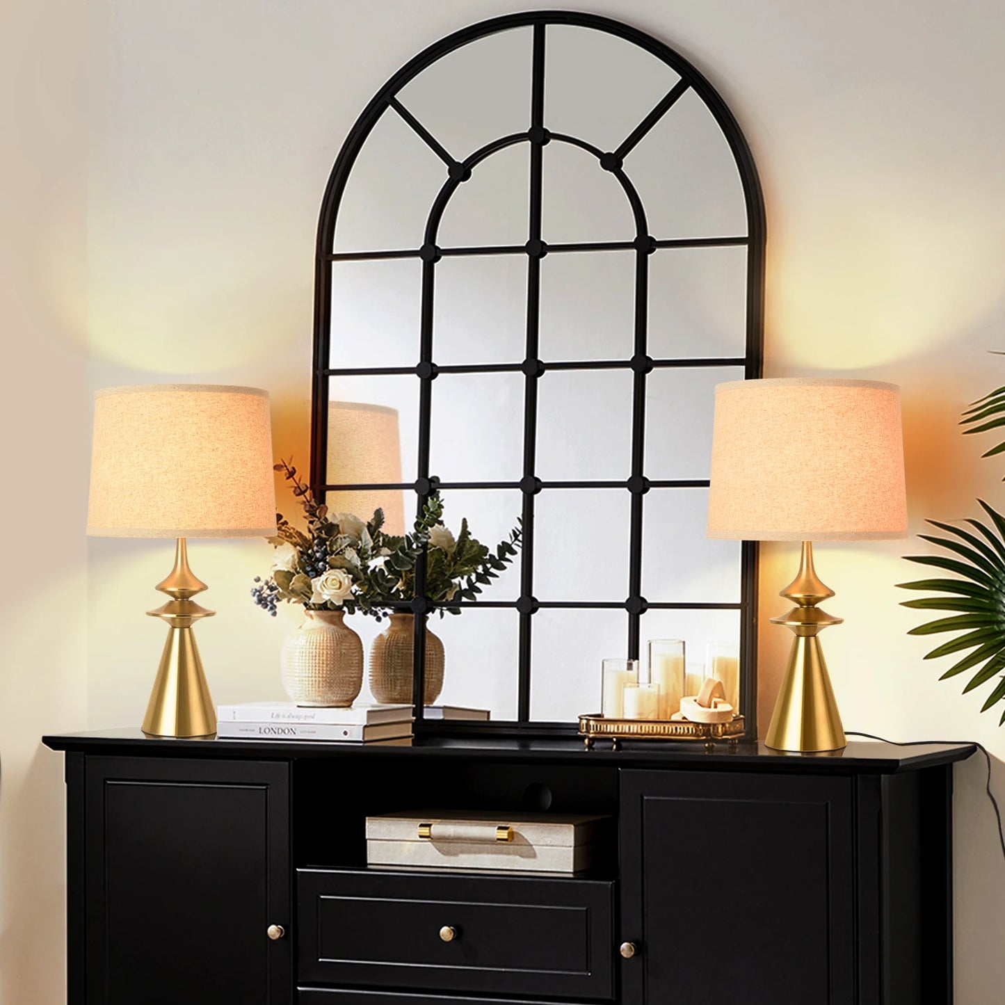24" Gold Modern Table Lamp – Contemporary Accent Light for Living Room, Bedroom & Office