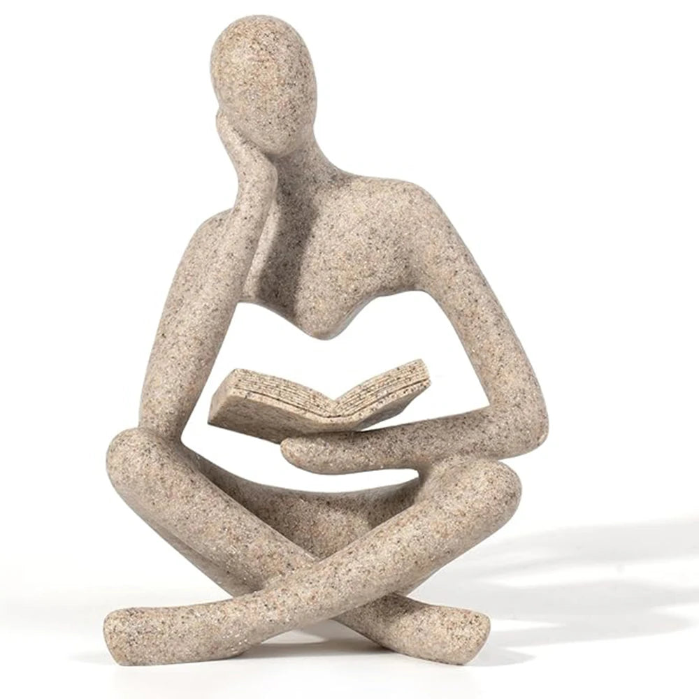 Abstract Thinker Sculpture – Modern Resin Figurine for Bookshelf, Desk & Home Décor