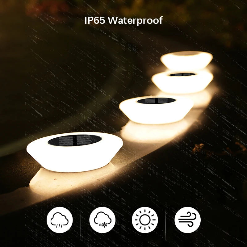 Solar Outdoor Lights, Waterproof Lawn Lamps 360° Floor Lighting for Garden, Yard, Driveway and Patio