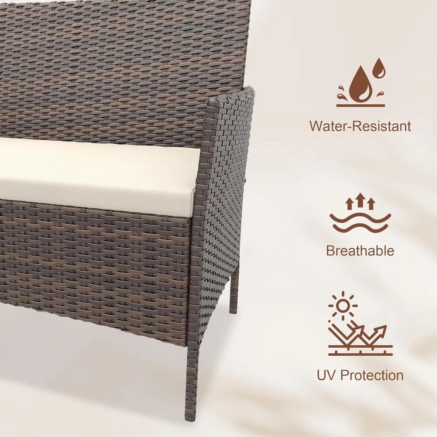 4‑Piece Patio Furniture Set – Glass Coffee Table & 3 Cushioned Chairs for Garden, Balcony & Backyard