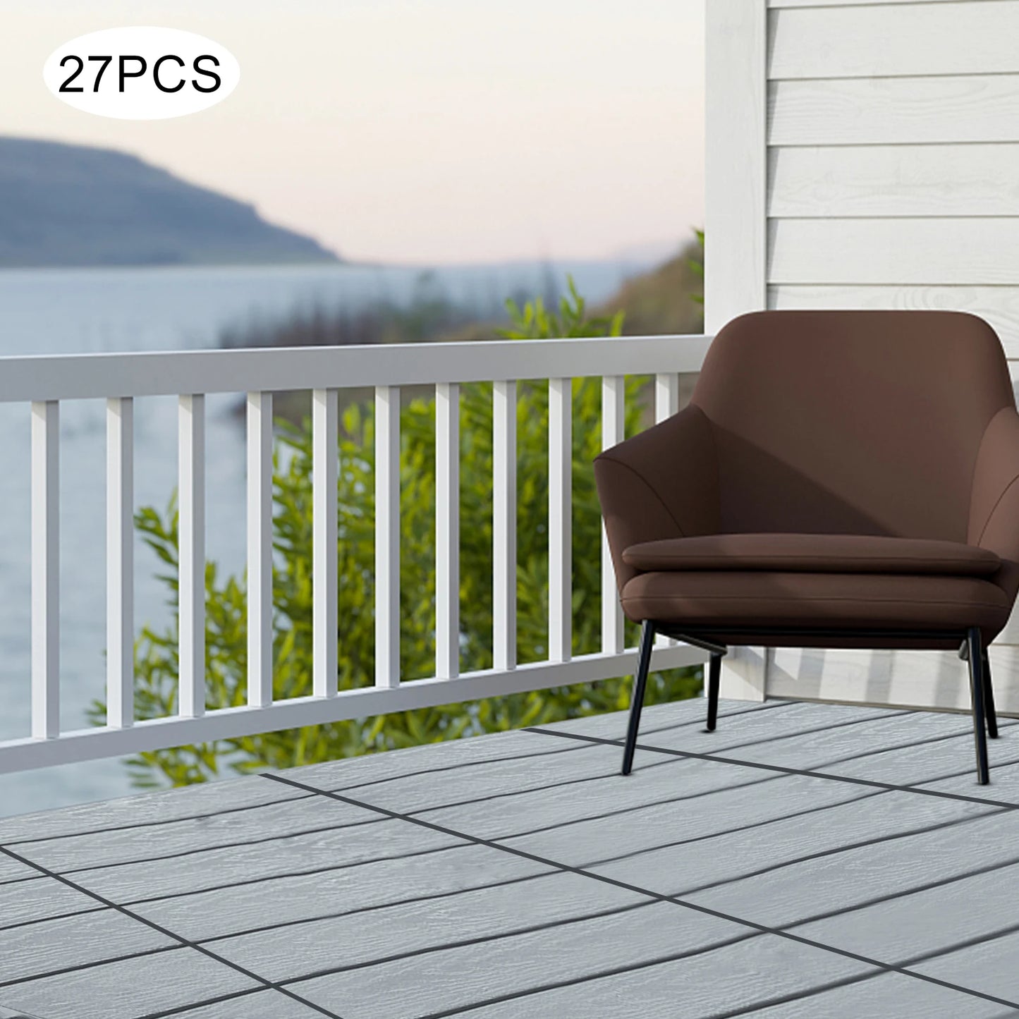 12"×12" Interlocking Deck Tiles – Waterproof, Anti‑Slip Outdoor Flooring for Balcony, Garden & Porch (Snap‑Lock Design)