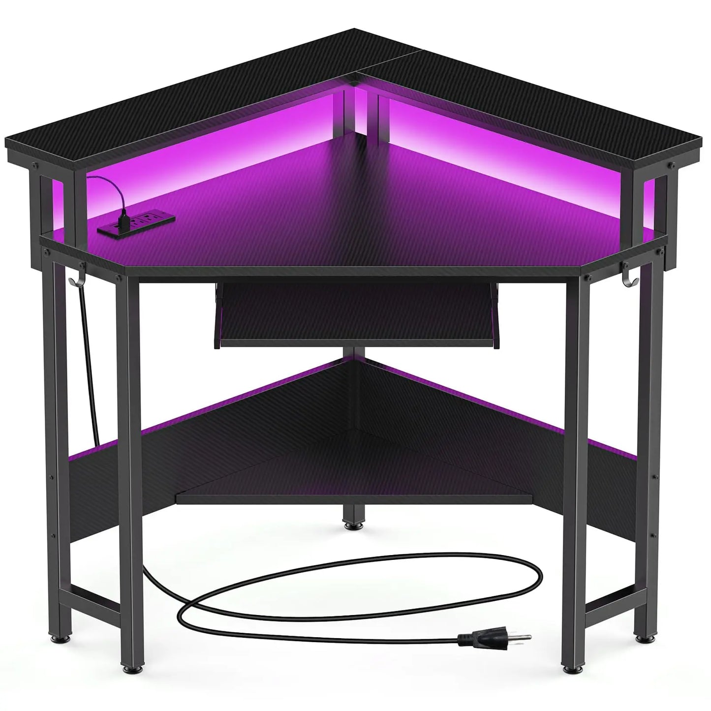 Corner Desk for Small Space with LED Lights