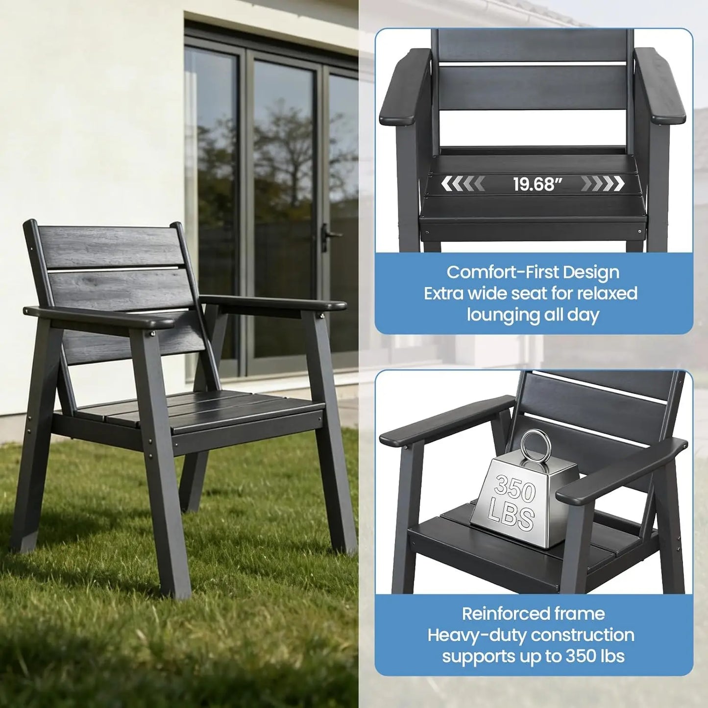 7‑Piece All‑Weather Outdoor Dining Set – 6 Seats, Table with Umbrella Hole, Black