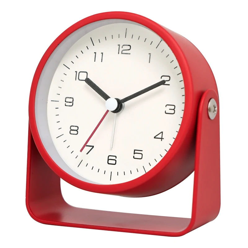 Creative Metal Swivel Desk Clock – Silent Retro Bedside Alarm