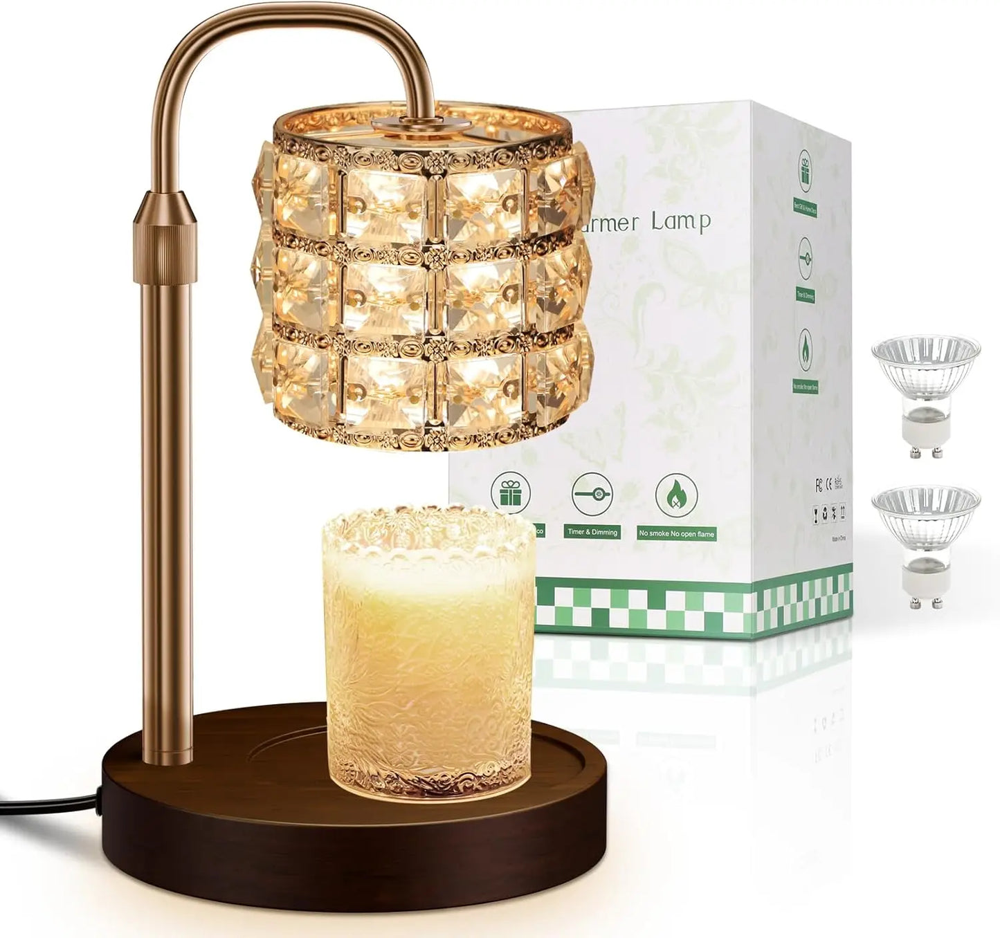 Adjustable‑Height Candle Warmer Lamp with Timer & Dimmer – Flameless, Clean, Even Wax Melting