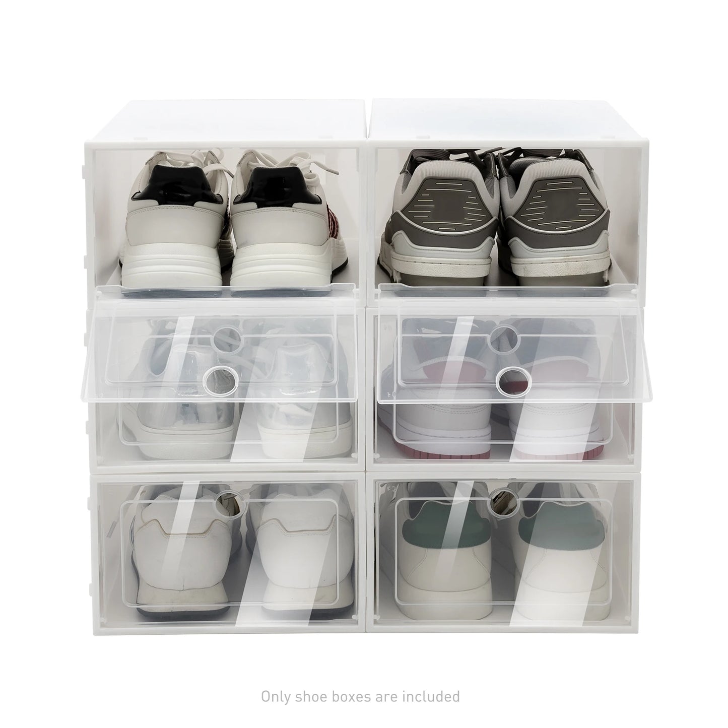 Foldable Flip Shoe Boxes Set (20/24 PCS) – Stackable Clear Plastic Shoe Storage Containers, 13" × 9" × 5.5"