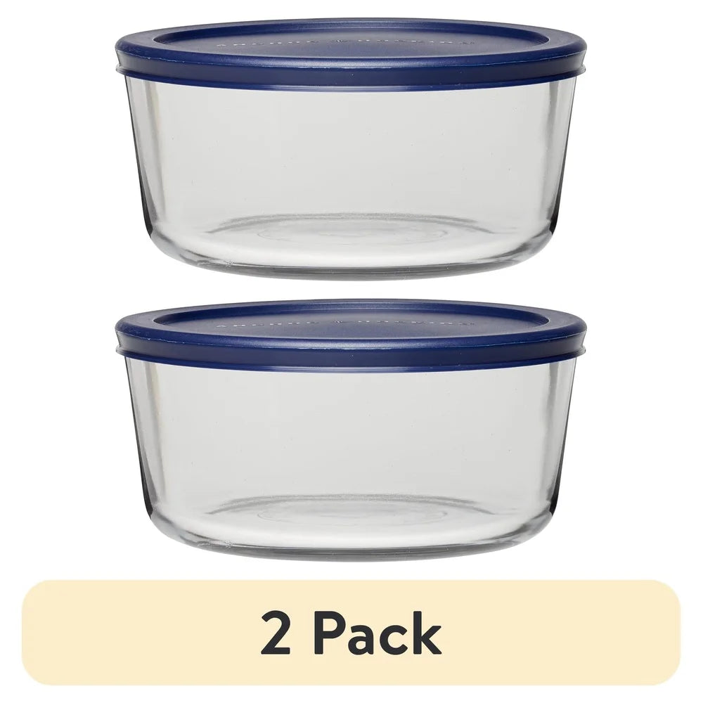7‑Cup Glass Storage Containers (2‑Pack) – Snug‑Seal Lids, Microwave & Dishwasher Safe
