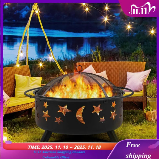 30in Outdoor Fireplace with Spark Screen and Poker