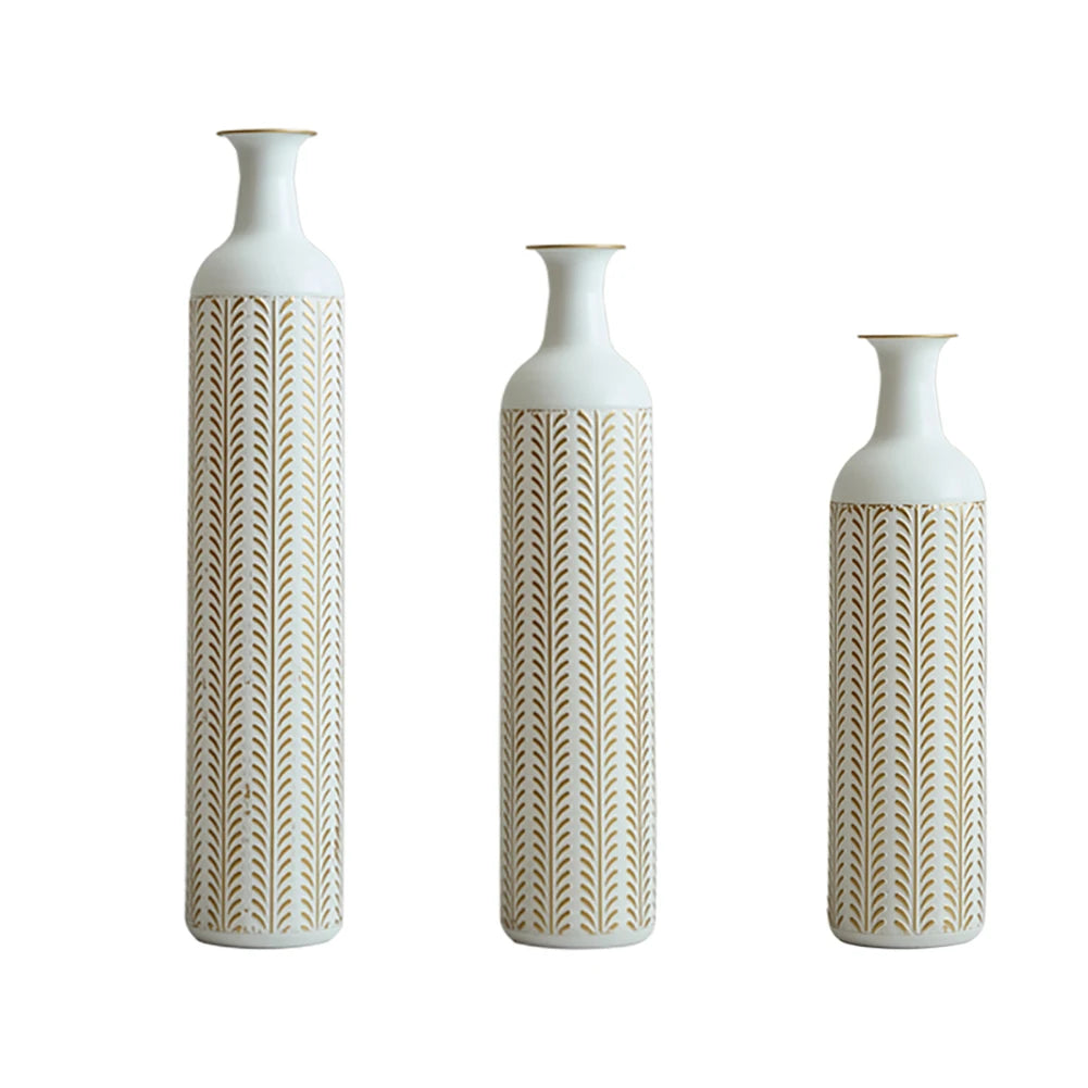 3‑Piece Floor Metal Vase Set – Modern Drop‑Shaped Standing Vases for Living Room, Corner & Hallway Décor