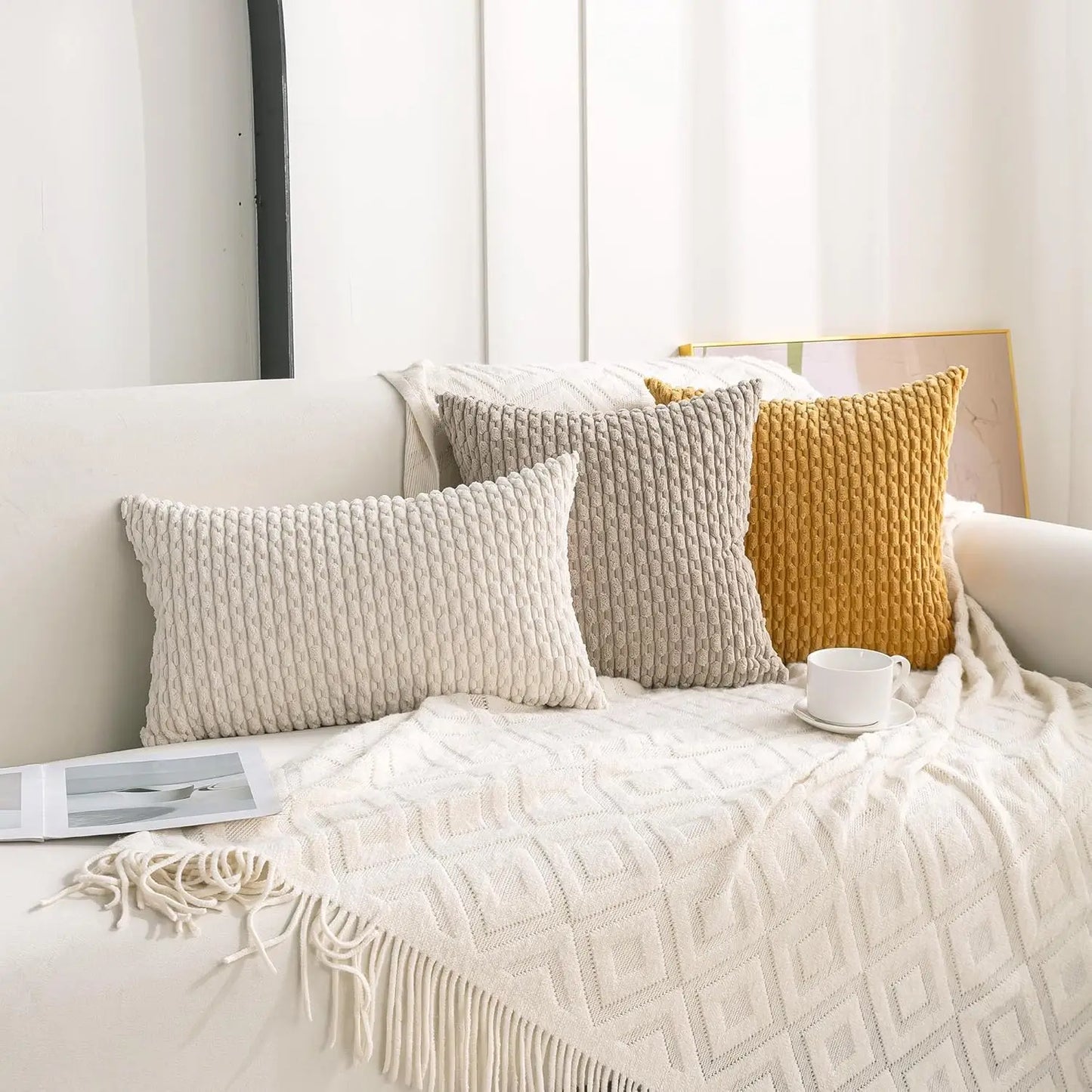 4‑Pack 18×18" Pillow Covers – Neutral Decorative Cushion Set