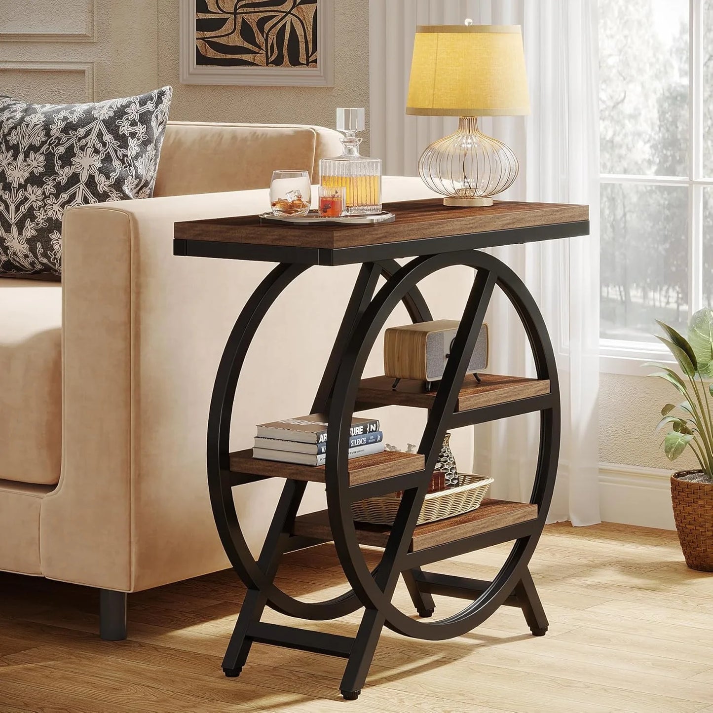 3-Tier Geometric Side Table with Storage