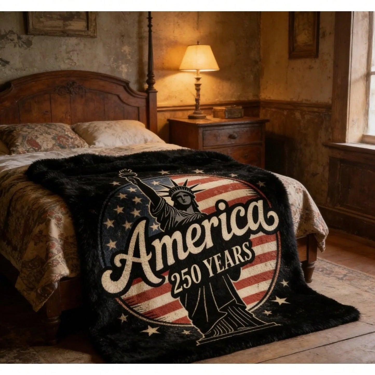 America 250 Years Statue Of Liberty Throw Blanket