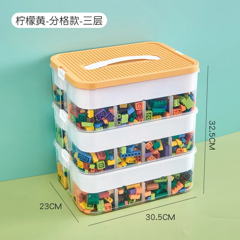 Kids Building Block Storage Box – 1/2/3 Layers, Small Toy Organizer