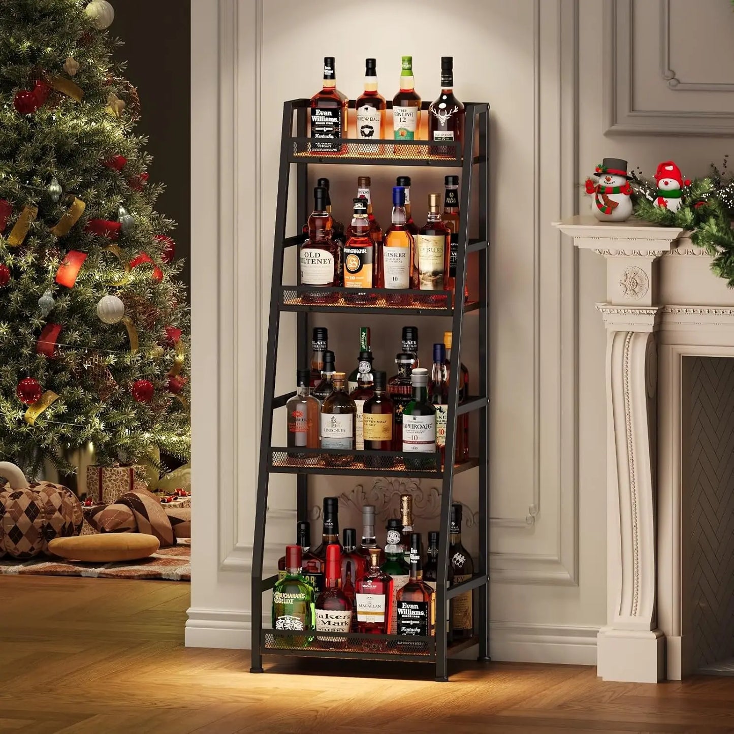 4‑Tier Trapezoid Liquor Stand – Tiered Bottle Display Shelf for Home Bar
