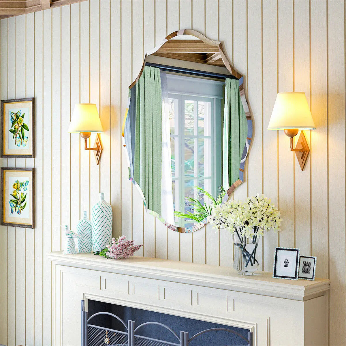 Frameless Geometric Wall Mirror – Beveled Art Glass